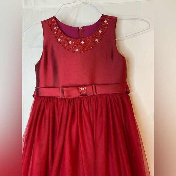 Girls flower girl Burgundy formal party dress size 130cm (7/8) - Picture 5 of 9